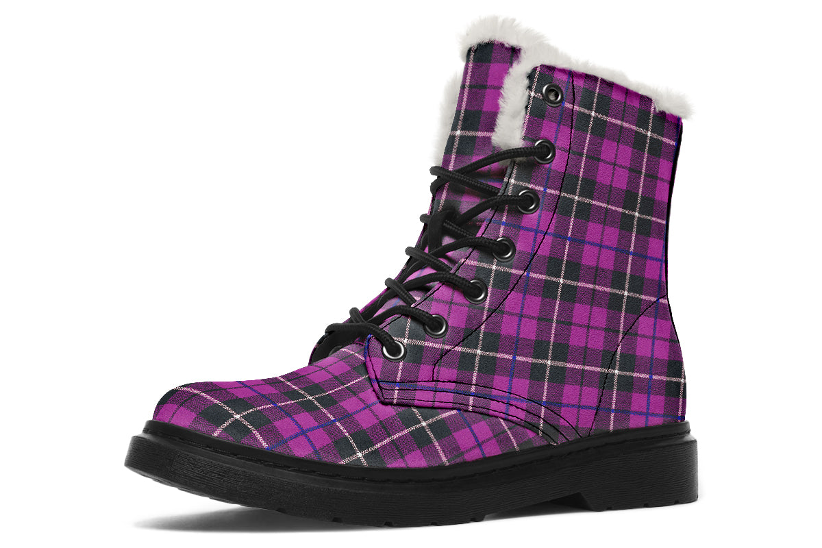 ANTIBrand – Pink Tartan Fleece Lined Boots