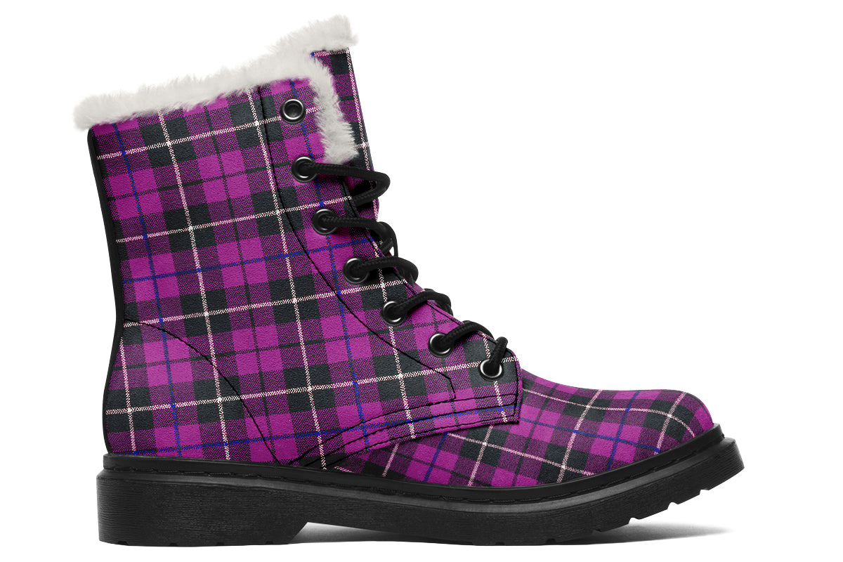 ANTIBrand – Pink Tartan Fleece Lined Boots