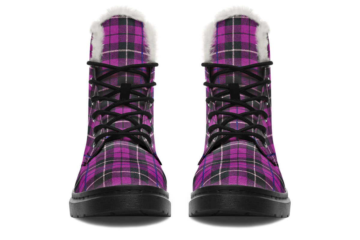 ANTIBrand – Pink Tartan Fleece Lined Boots