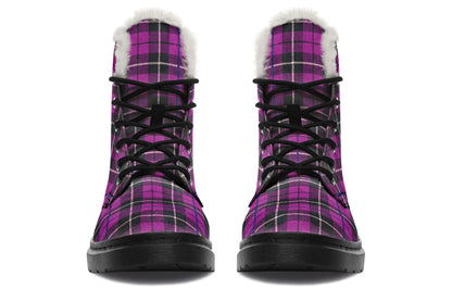 ANTIBrand – Pink Tartan Fleece Lined Boots