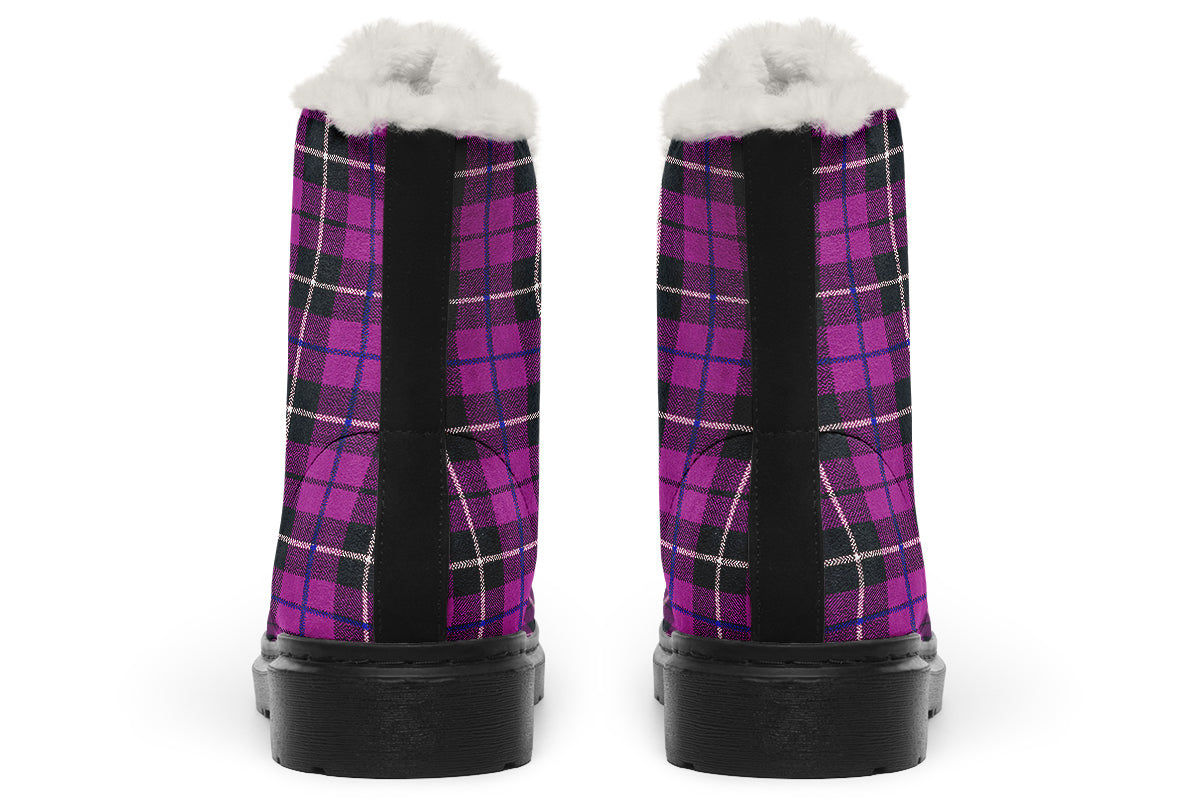 ANTIBrand – Pink Tartan Fleece Lined Boots