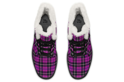 ANTIBrand – Pink Tartan Fleece Lined Boots