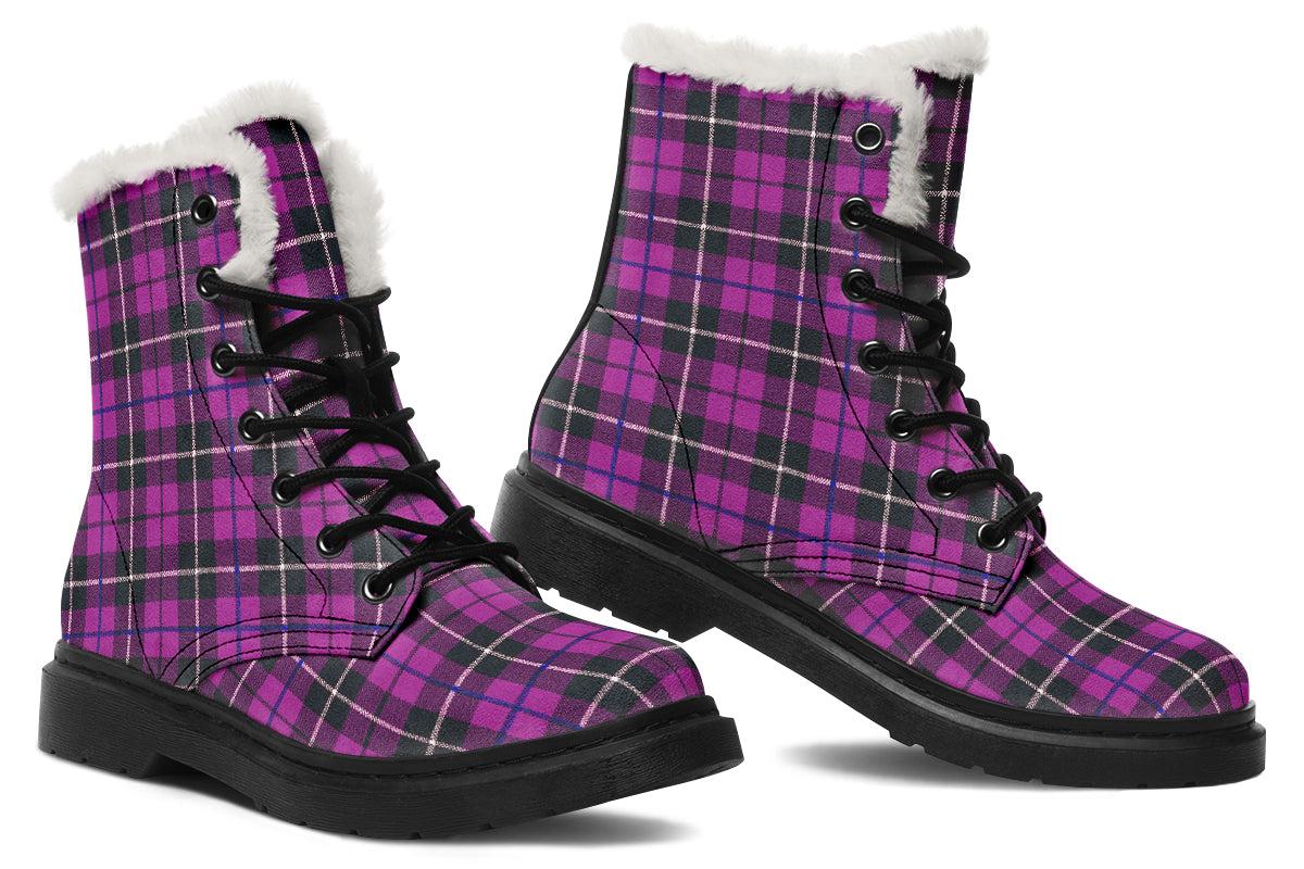 ANTIBrand – Pink Tartan Fleece Lined Boots