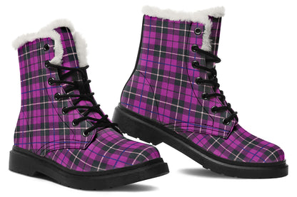 ANTIBrand – Pink Tartan Fleece Lined Boots