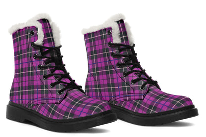 ANTIBrand – Pink Tartan Fleece Lined Boots