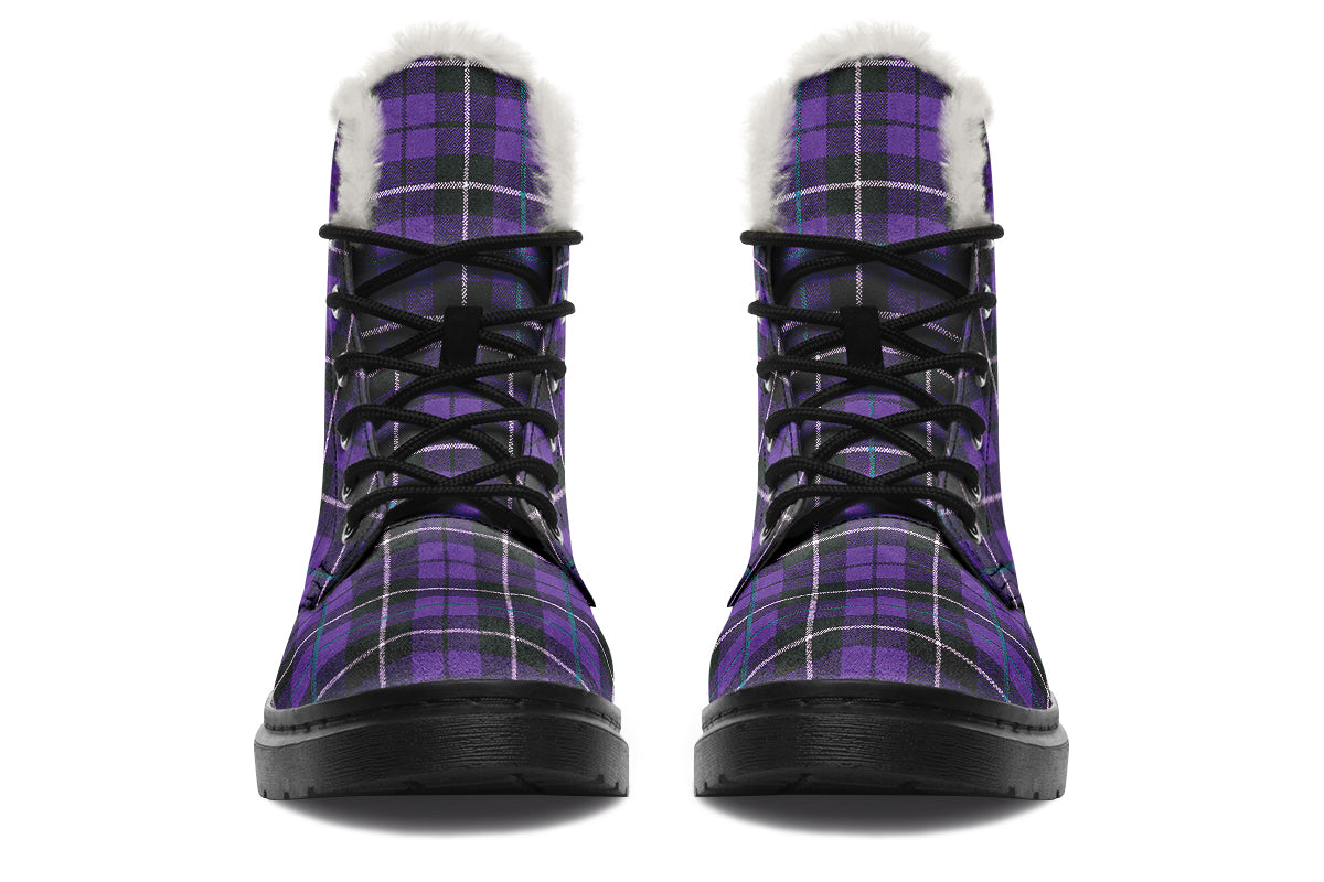 ANTIBrand – Purple Tartan Fleece Lined Boots