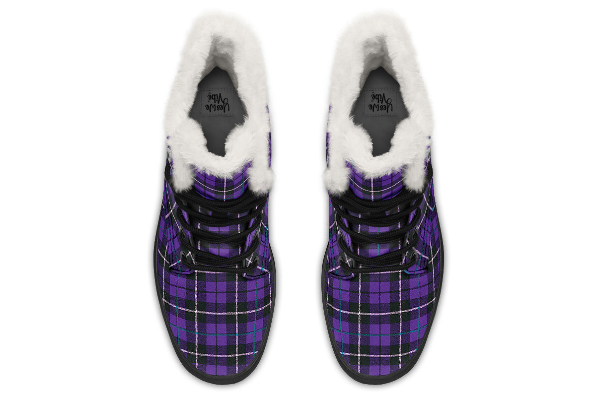 ANTIBrand – Purple Tartan Fleece Lined Boots