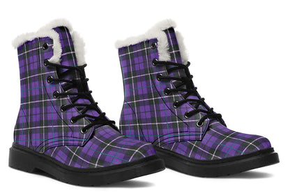 ANTIBrand – Purple Tartan Fleece Lined Boots