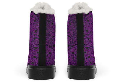 ANTIBrand Digital Immortality Fleece Lined Boots – Purple Skulls