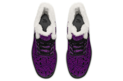 ANTIBrand Digital Immortality Fleece Lined Boots – Purple Skulls