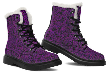 ANTIBrand Digital Immortality Fleece Lined Boots – Purple Skulls