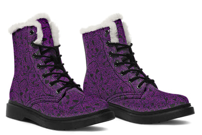 ANTIBrand Digital Immortality Fleece Lined Boots – Purple Skulls