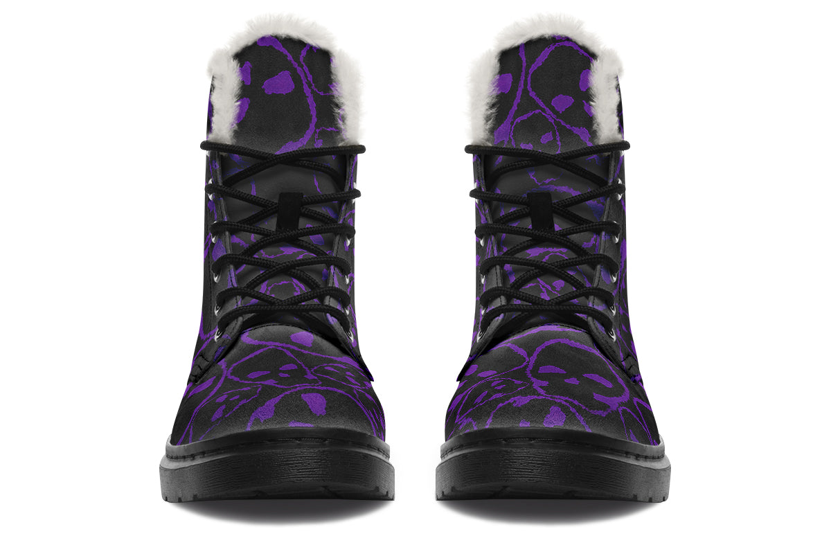 ANTIBrand– Tumbling Purple Skulls Fleece Lined Boots