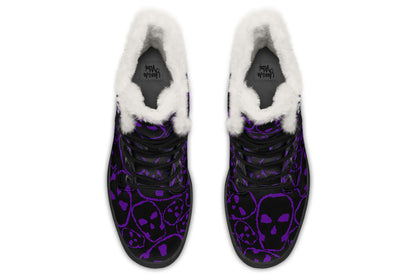 ANTIBrand– Tumbling Purple Skulls Fleece Lined Boots