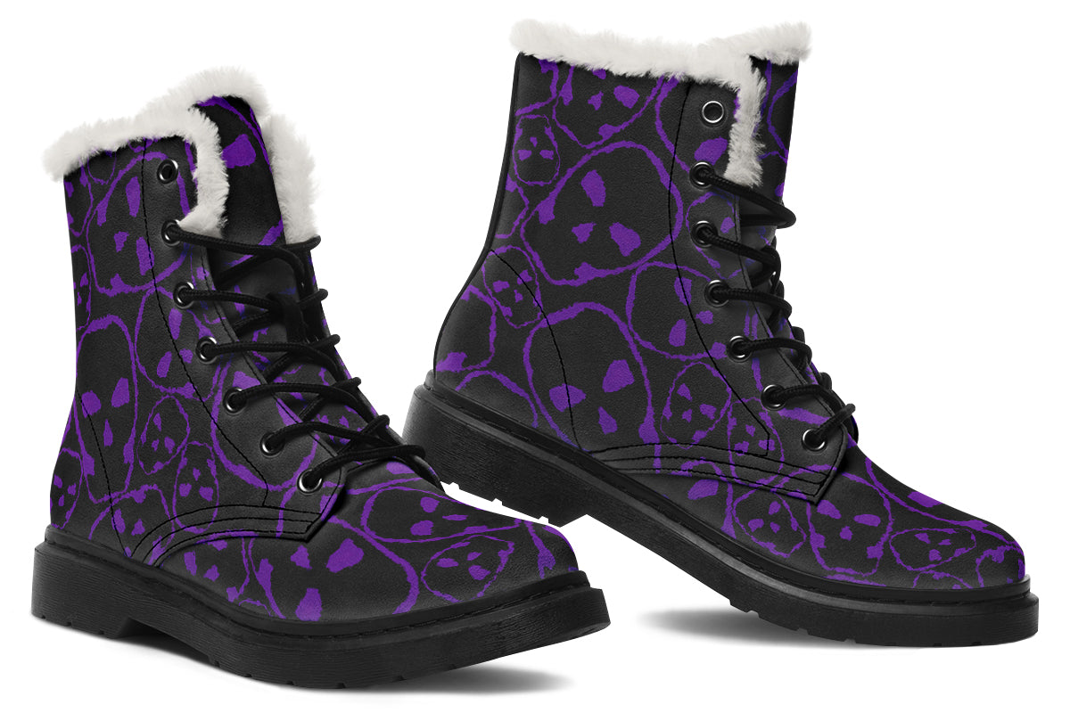 ANTIBrand– Tumbling Purple Skulls Fleece Lined Boots
