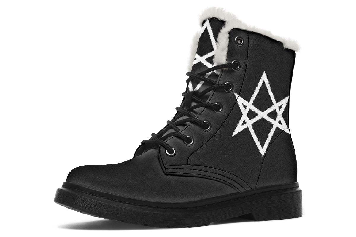 ANTIBrand Unicursal Hexagram Protection Fleece Lined Boots – Black