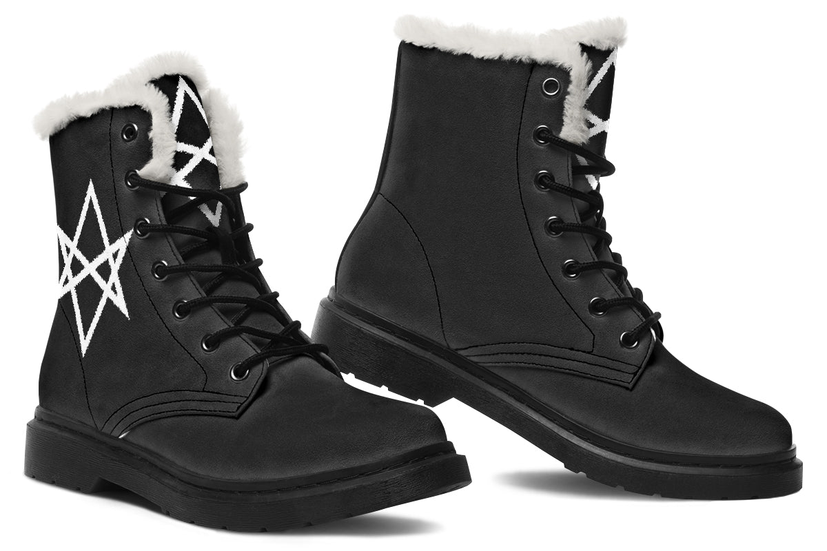 ANTIBrand Unicursal Hexagram Protection Fleece Lined Boots – Black