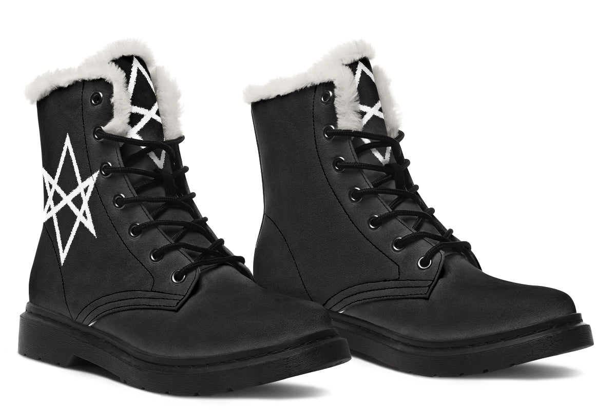 ANTIBrand Unicursal Hexagram Protection Fleece Lined Boots – Black