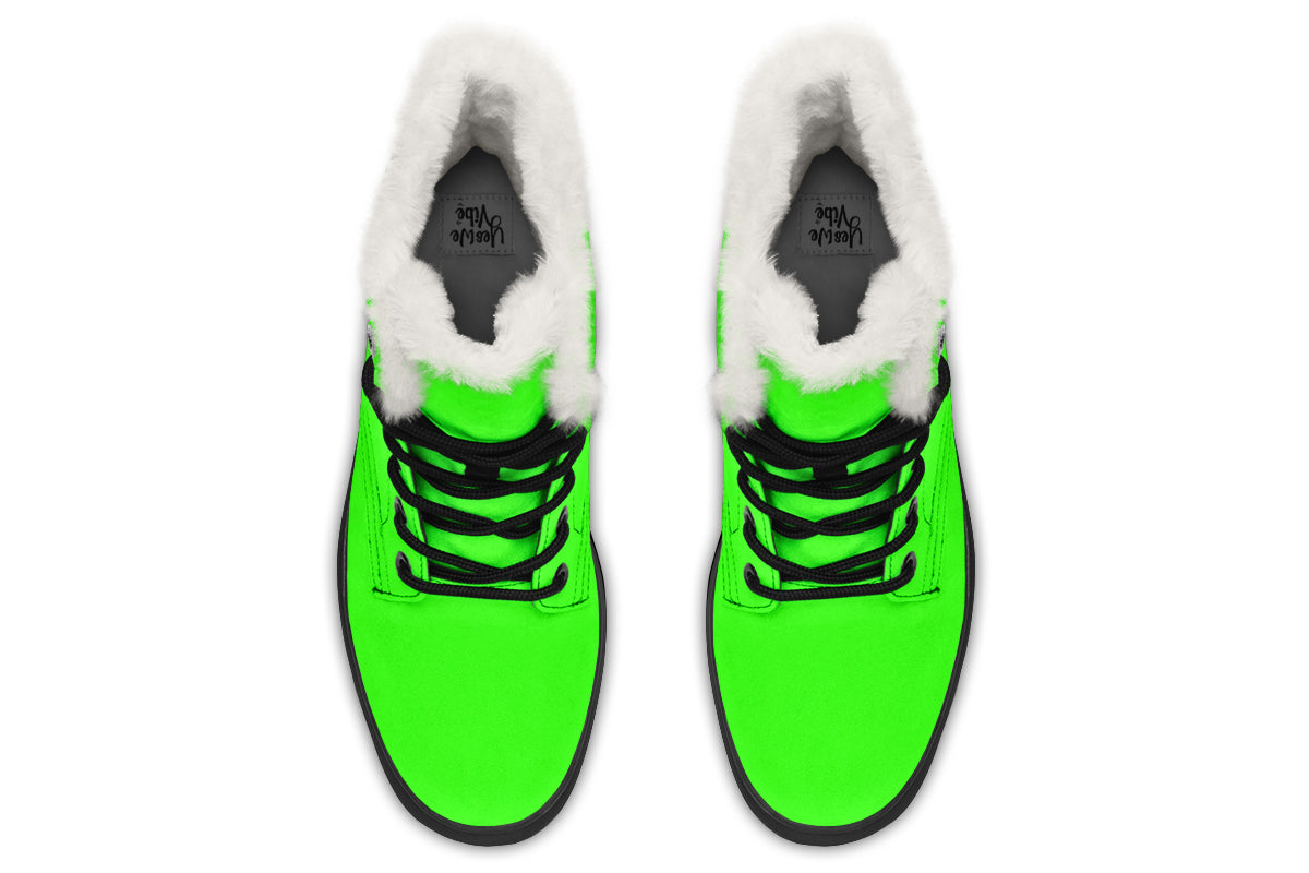 ANTIBrand Neon Green Drama Queen Fleece Lined Boots – Fluorescent