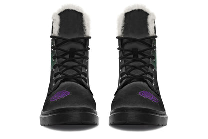ANTIBrand Rose Painting Purple Fleece Lined Boots
