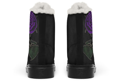 ANTIBrand Rose Painting Purple Fleece Lined Boots