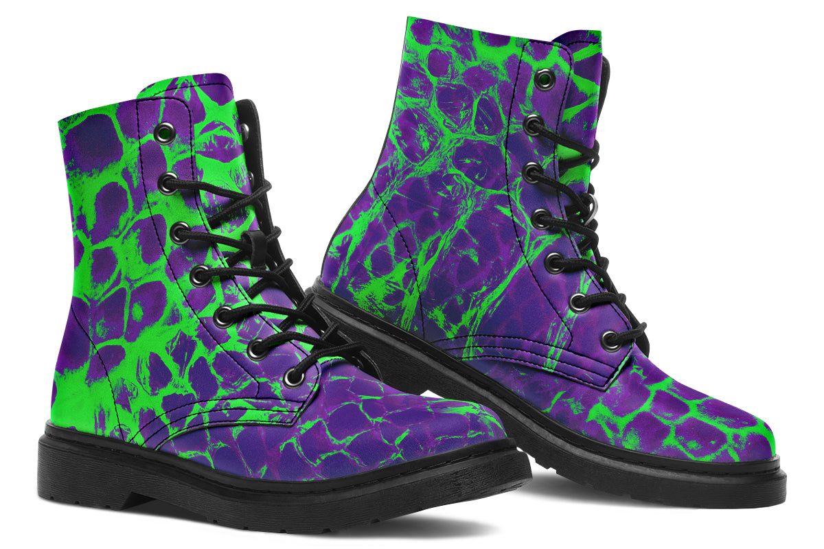 ANTIBrand Purple and Neon Green Monster Skin Boots