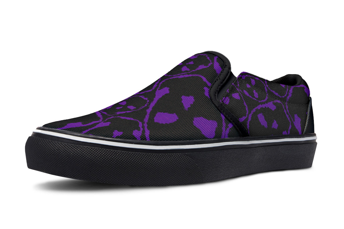 ANTIBrand Gothic Attitude The Tumbling Purple Skulls Slip-On Shoes