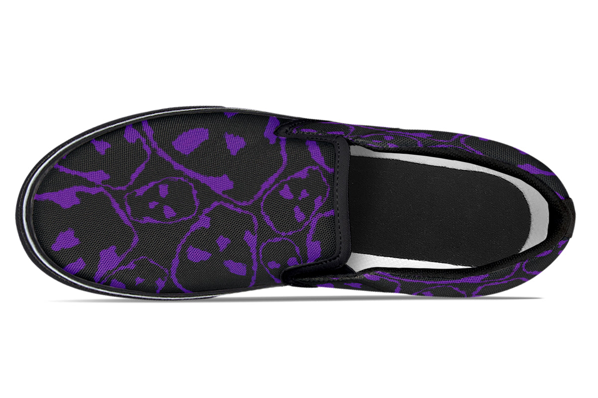 ANTIBrand Gothic Attitude The Tumbling Purple Skulls Slip-On Shoes