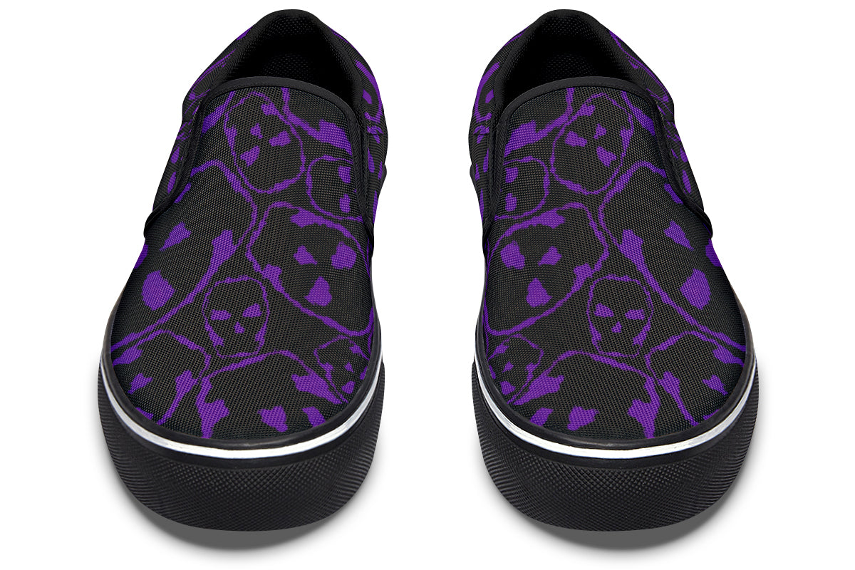 ANTIBrand Gothic Attitude The Tumbling Purple Skulls Slip-On Shoes