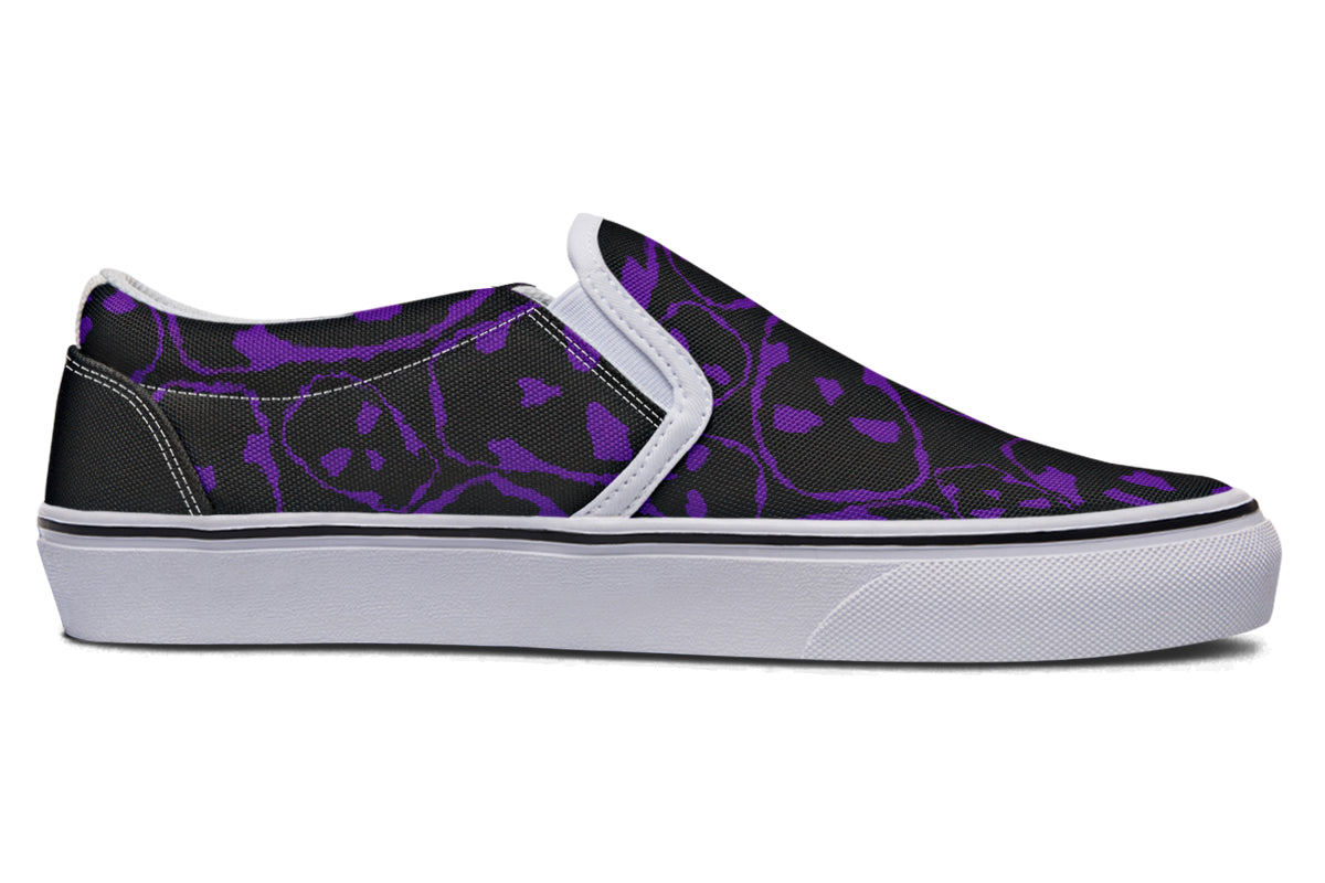 ANTIBrand Gothic Attitude The Tumbling Purple Skulls Slip-On Shoes
