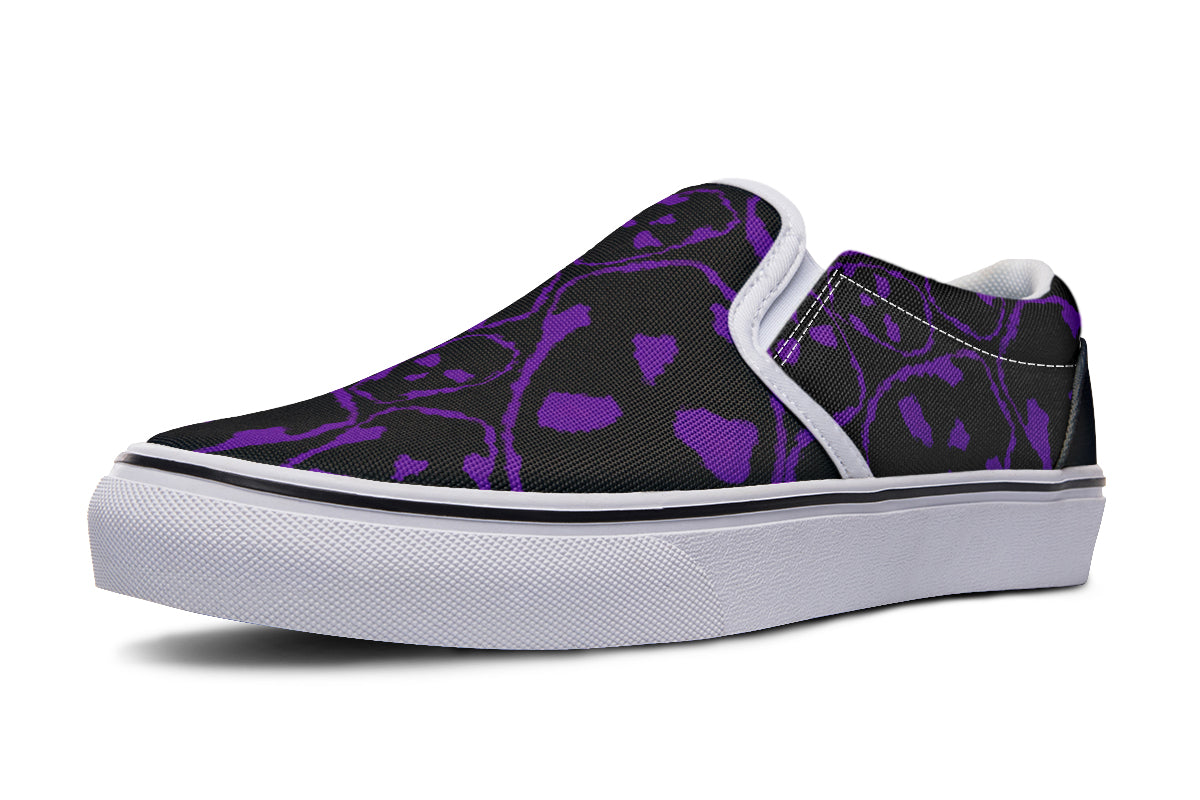 ANTIBrand Gothic Attitude The Tumbling Purple Skulls Slip-On Shoes
