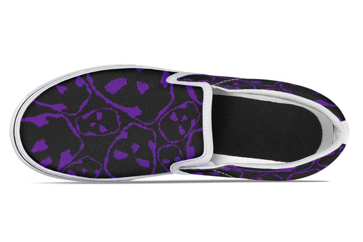 ANTIBrand Gothic Attitude The Tumbling Purple Skulls Slip-On Shoes