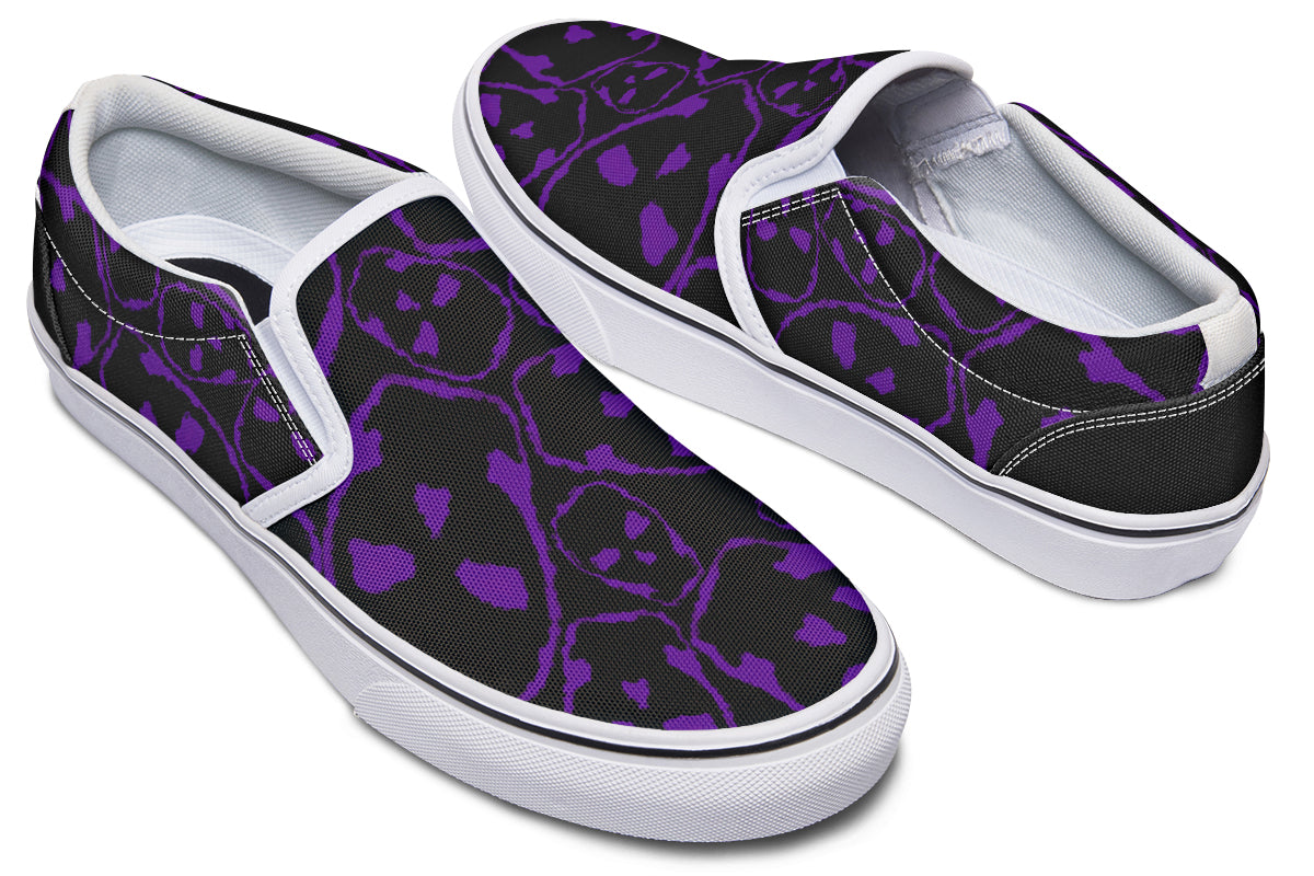 ANTIBrand Gothic Attitude The Tumbling Purple Skulls Slip-On Shoes