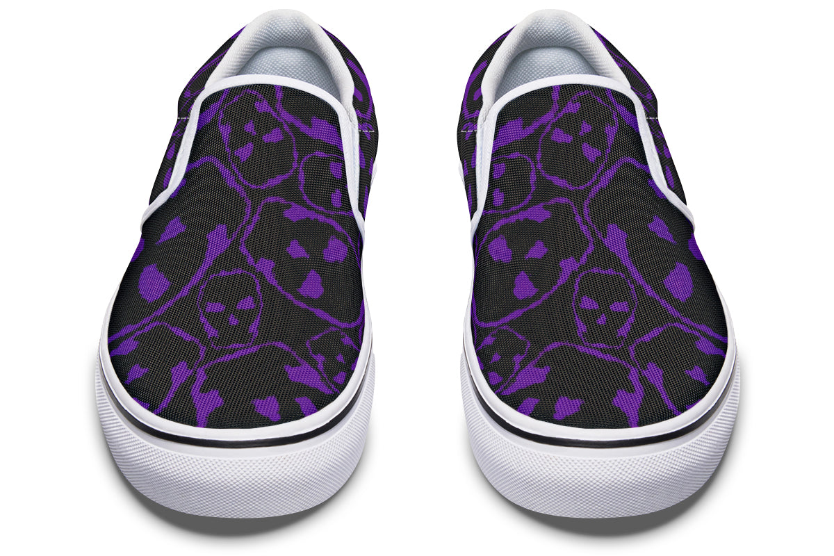 ANTIBrand Gothic Attitude The Tumbling Purple Skulls Slip-On Shoes