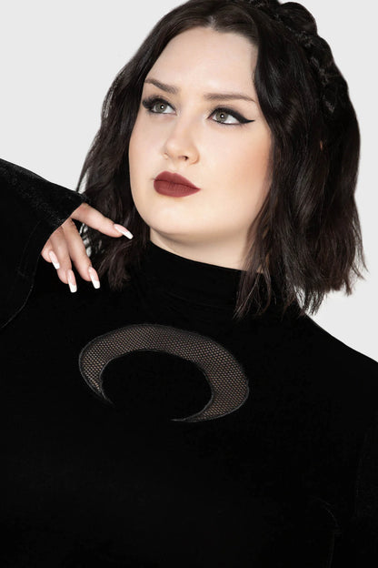 Killstar Gathering Long Sleeve Top with Crescent Moon Cutout - Kate's Clothing