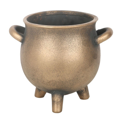 A high-angle shot of the cauldron plant pot showing the wide rim suitable for planting various herbs.