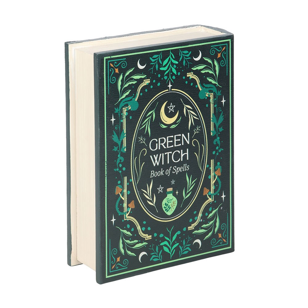 Gothic Gifts Green Witch Book of Spells Storage Box, perfect as a witch storage box for hiding secrets.