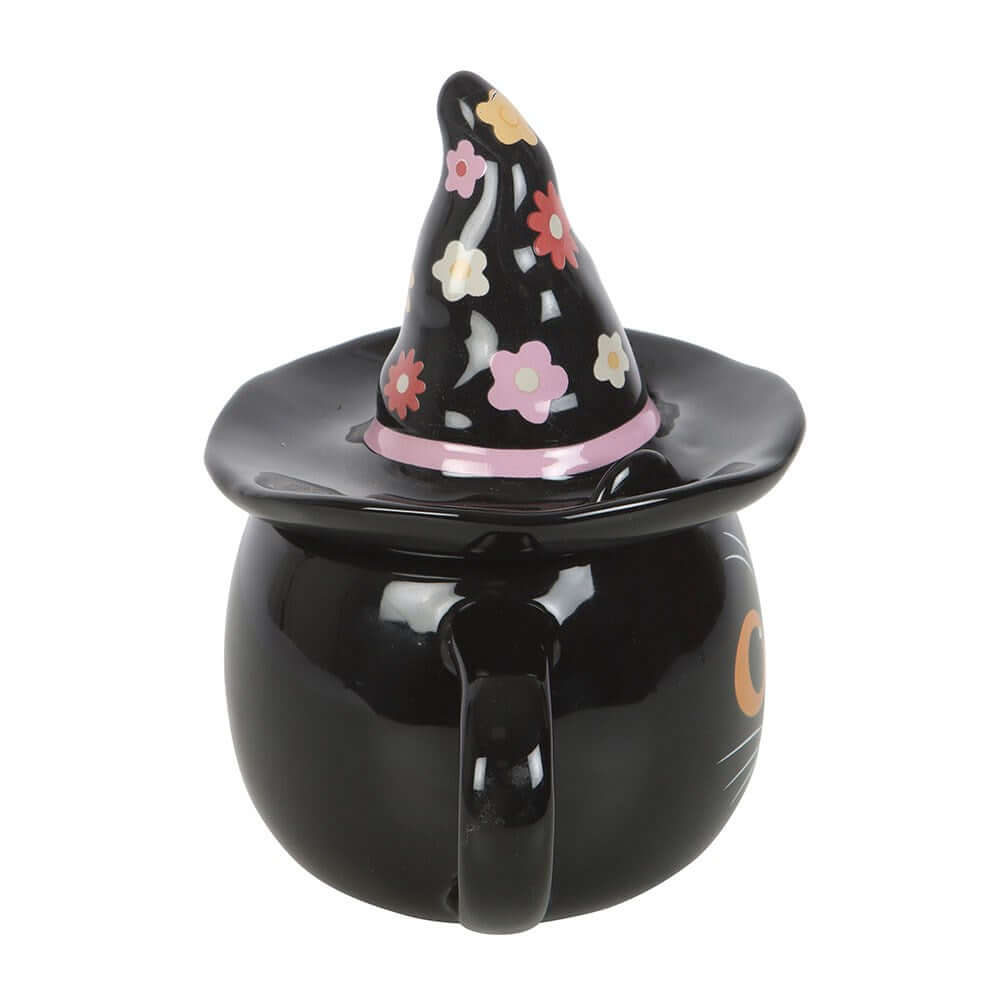 Gothic Gifts Groovy Witch Cat Lidded Mug