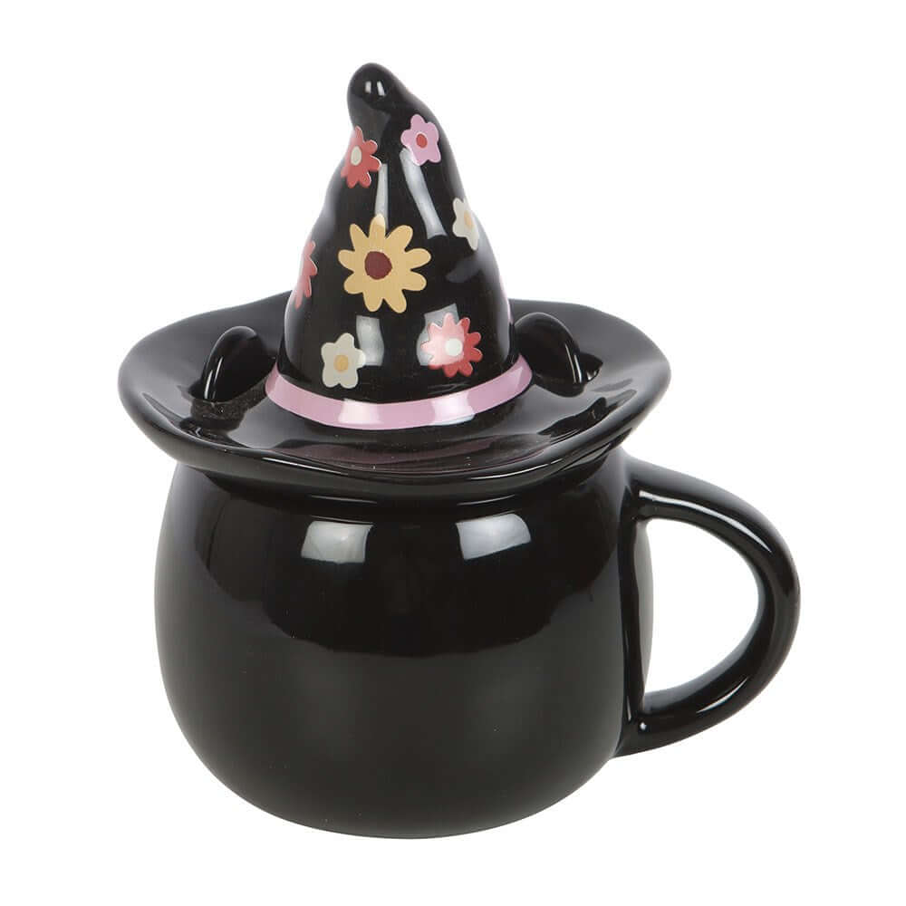 Gothic Gifts Groovy Witch Cat Lidded Mug