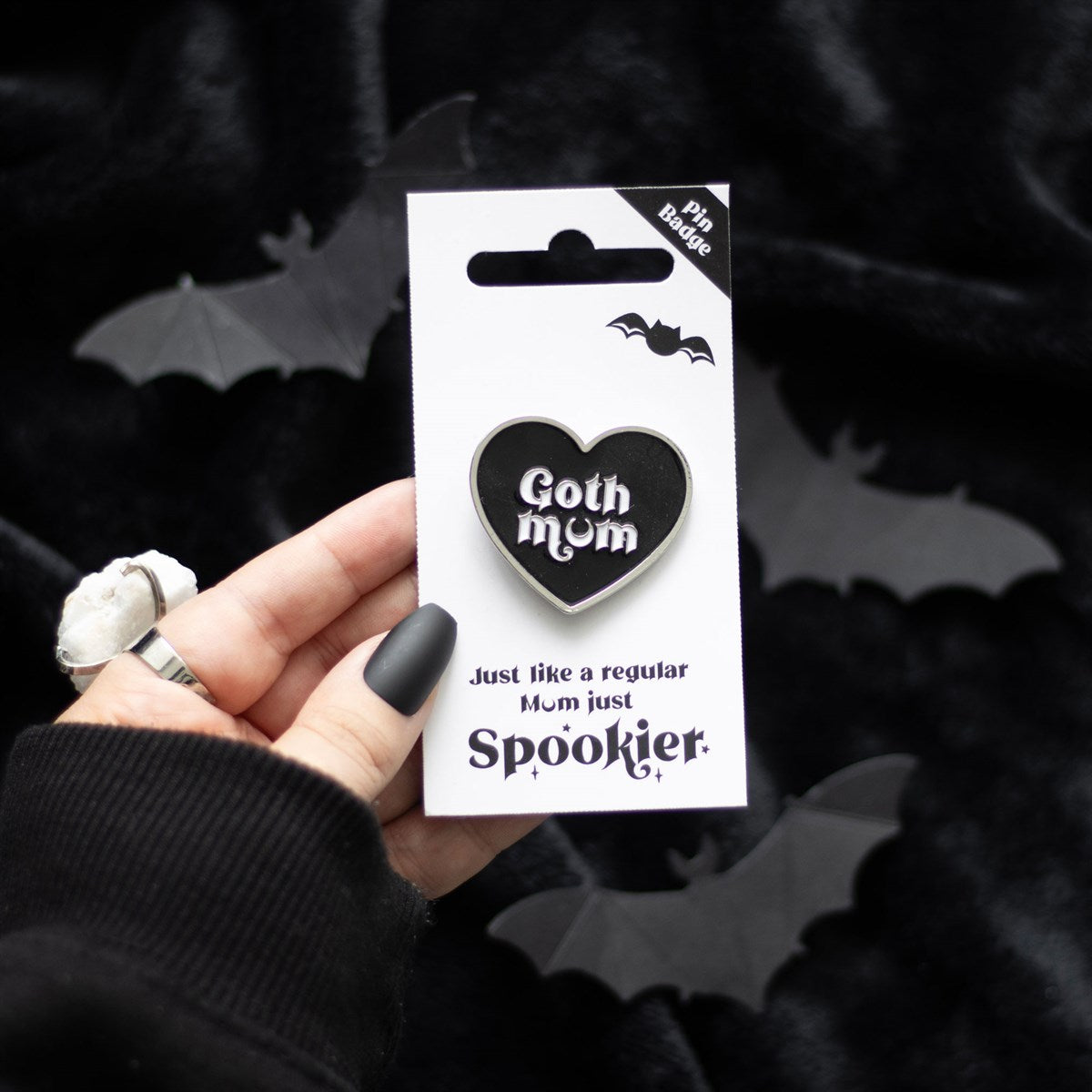 Gothic Gifts Goth Mum Pin Badge - Kate's Clothing