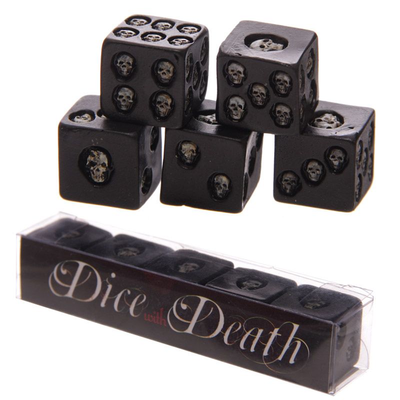 Gothic Gifts Black Skull Dice pack of 5 spooky black white skull dots