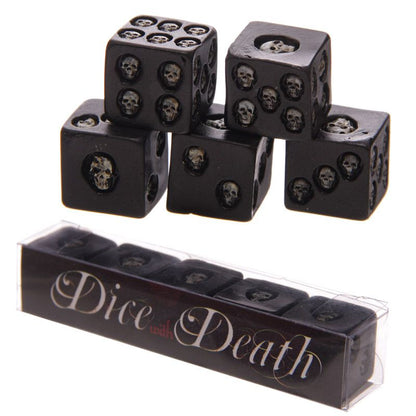 Gothic Gifts Black Skull Dice pack of 5 spooky black white skull dots
