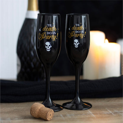 Gothic Gifts 'Til Death Do Us Party Champagne Flute Set - Kate's Clothing