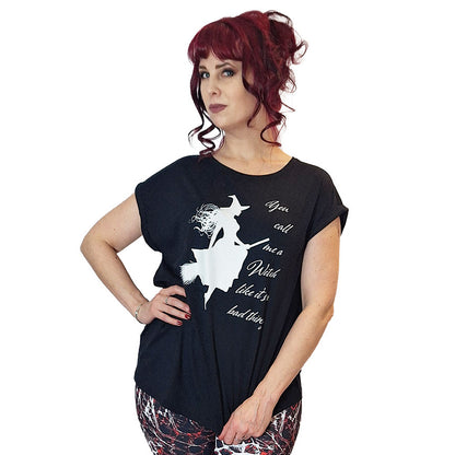 Call Me a Witch Women's Extended Shoulder T-Shirt Plus Sizes