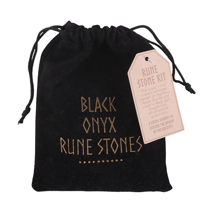 Gothic Gifts 25 Black Onyx Viking Rune Stones in a Set