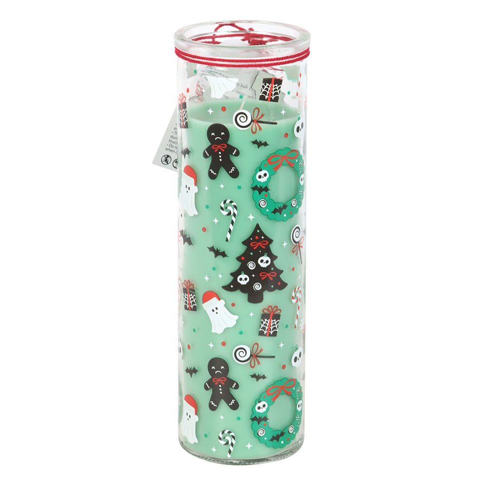 Gothic Gifts Cursed Candy Cane Tube Candle for Merry Creepmas