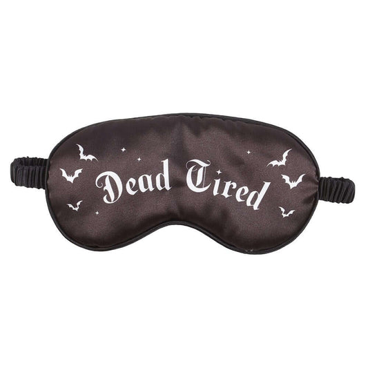 Gothic Gifts Dead Tired Satin Sleep Mask on a white background - Kate's Clothing