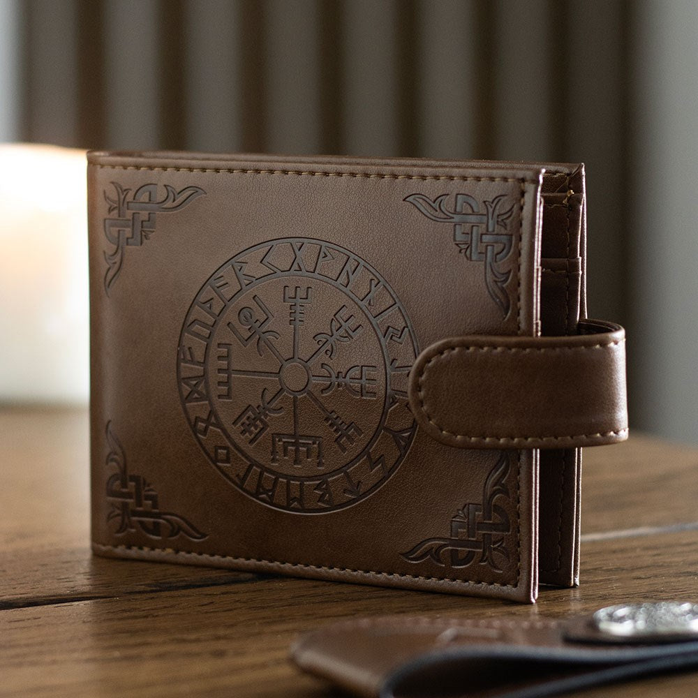 Gothic Gifts Viking Compass Wallet Made of Faux Leather