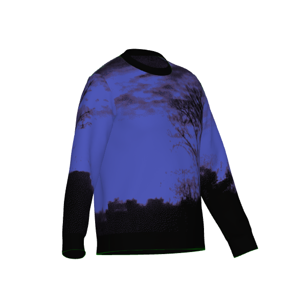 Purple twilight skyline gothic knit sweater with tree silhouettes