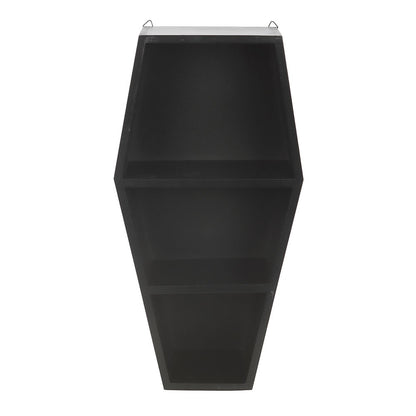 Small Black Coffin Display Shelf for gothic-inspired decor and stylish storage.